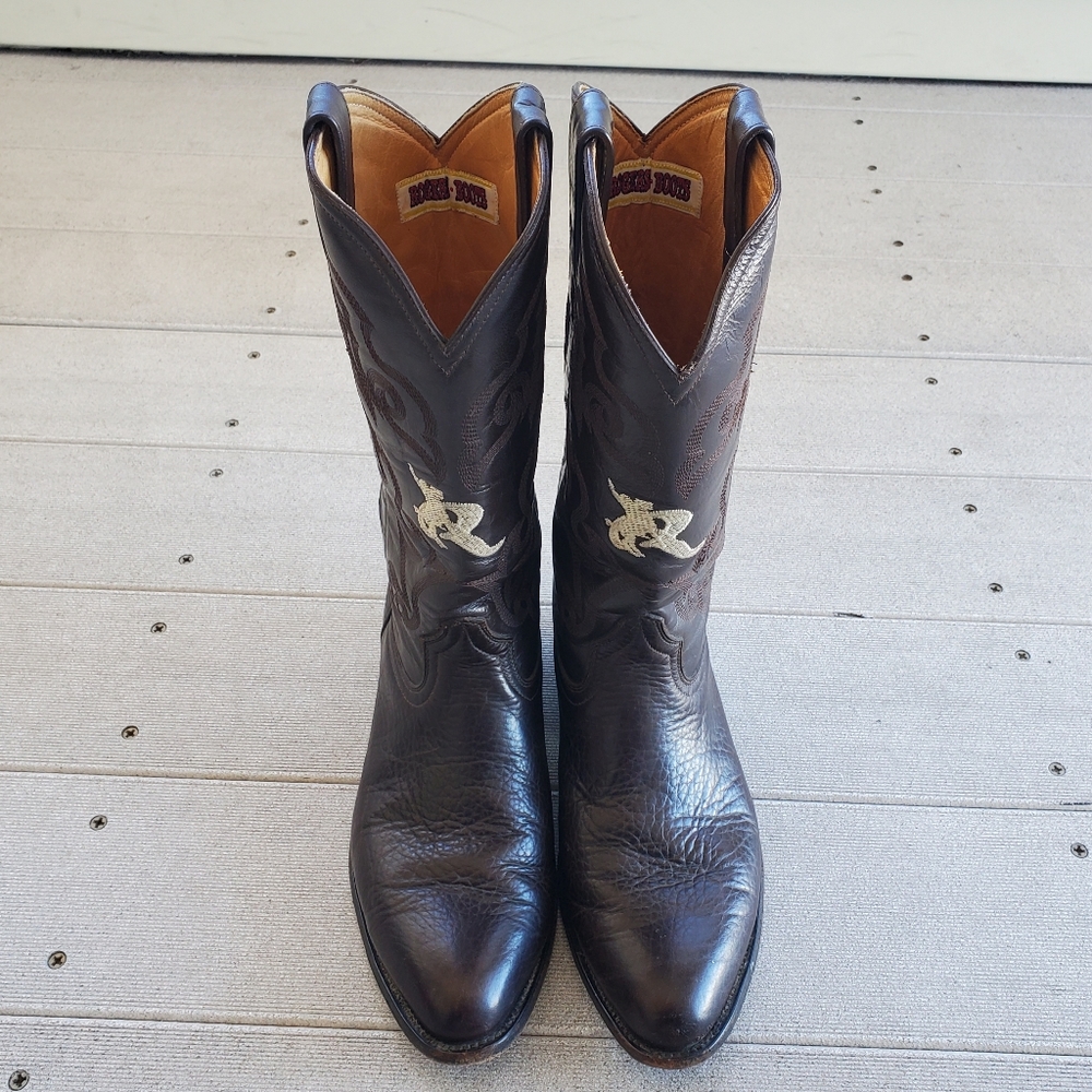 Roger's Leather Western Cowboy Brown Boots Men’s Size 8.5